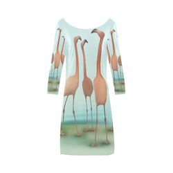 Flamingo Mingle, watercolor, birds Bateau A-Line Skirt (D21)