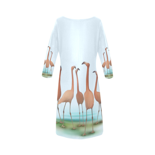 Flamingo Mingle, watercolor, birds Round Collar Dress (D22)