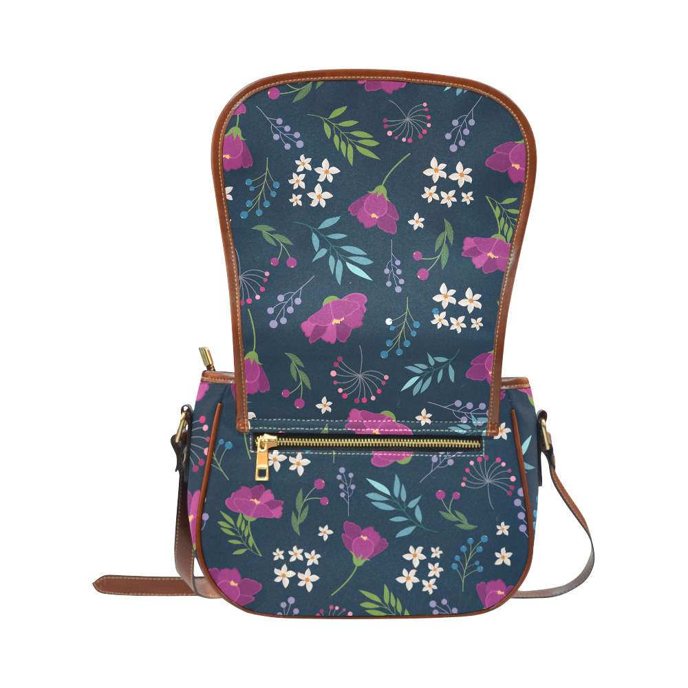 Preppy Pastel Floral Girly Pattern Saddle Bag/Small (Model 1649) Full Customization