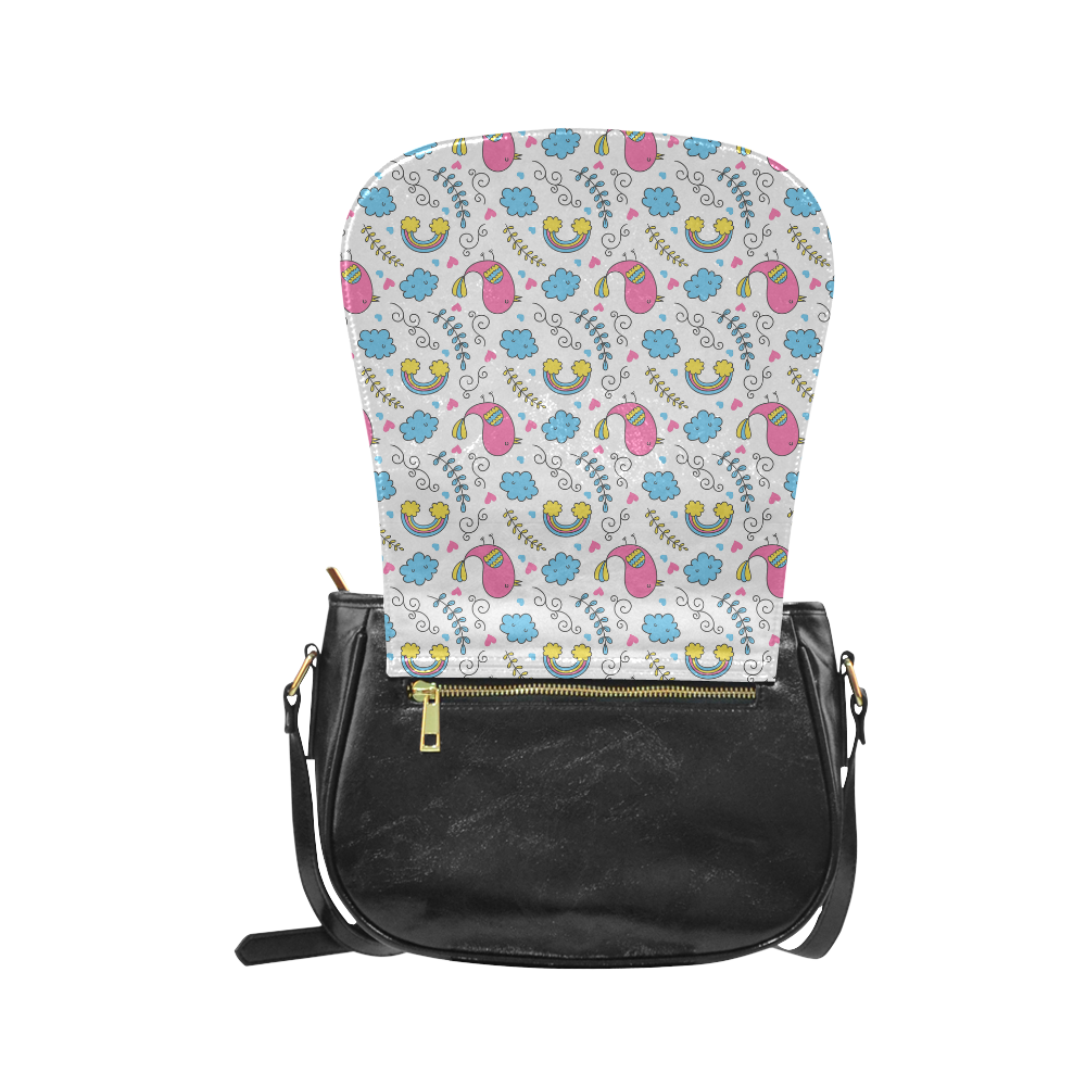 Cute Spring Birds Pattern Classic Saddle Bag/Small (Model 1648)