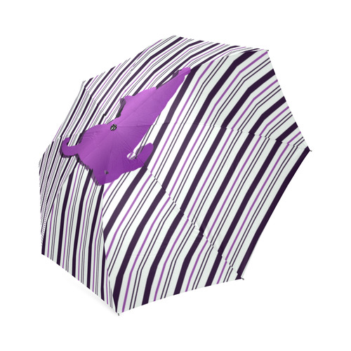 Cat stretch out on Stripes Foldable Umbrella (Model U01)