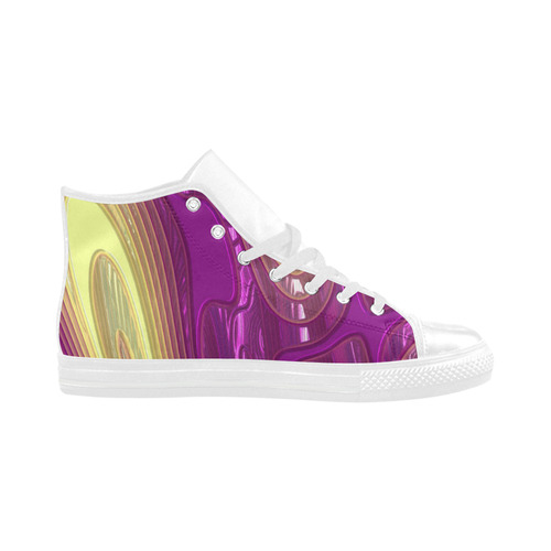 glossy 3D abstract 07 by JamColors Aquila High Top Microfiber Leather Men's Shoes (Model 032)