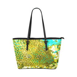 Leopard Fish With Golden Eye Leather Tote Bag/Large (Model 1651)