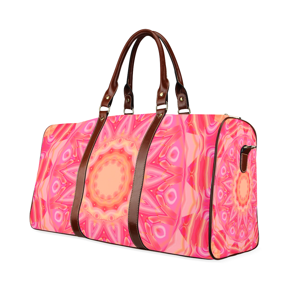 Abstract Flower Pink Orange and Rose Floral Waterproof Travel Bag/Small (Model 1639)