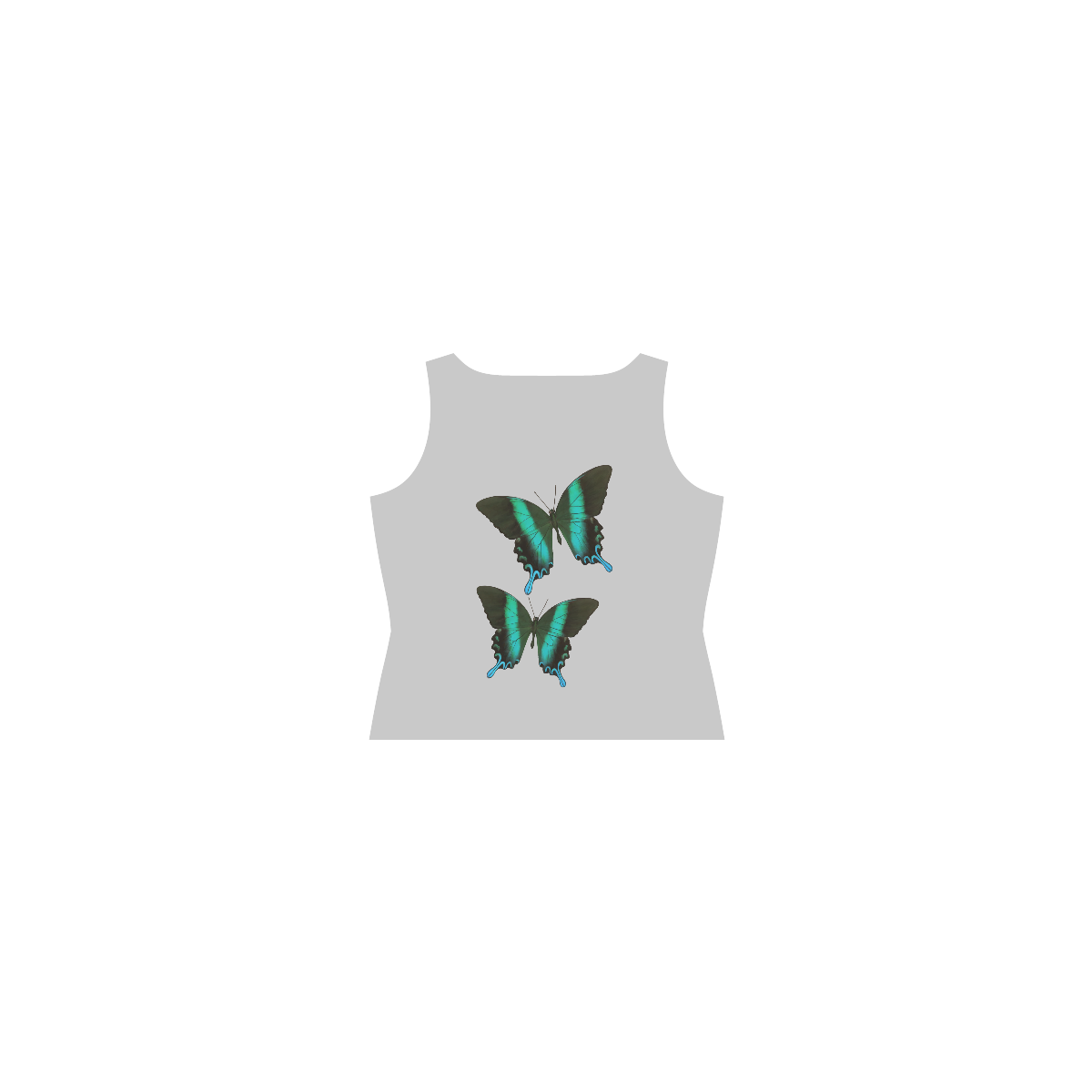 Papilio blumei butterfly painting Sleeveless Splicing Shift Dress(Model D17)