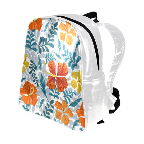 Decorative Floral Background Multi-Pockets Backpack (Model 1636)