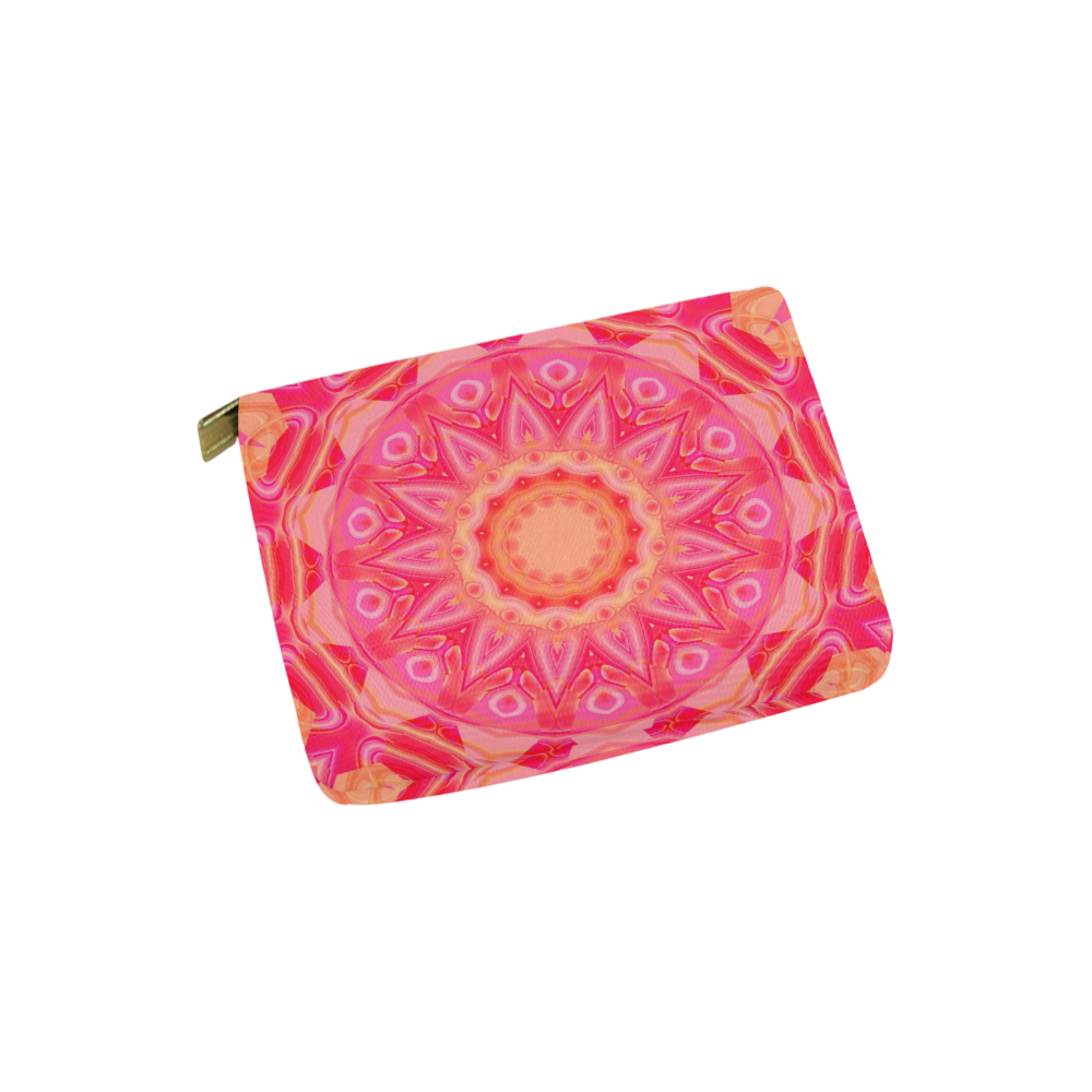 Pink Orange and Rose Abstract Flower Carry-All Pouch 6''x5''