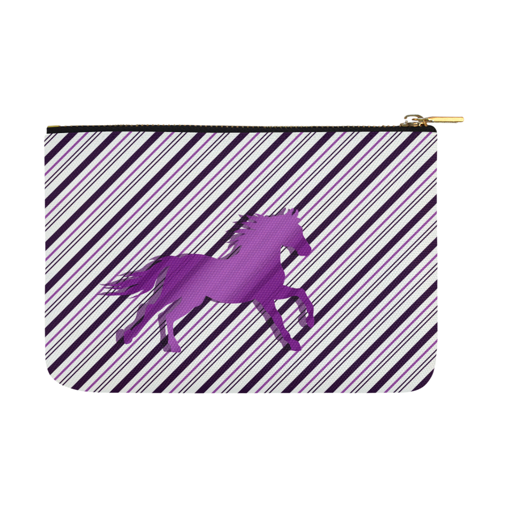 Running Horse on Stripes Carry-All Pouch 12.5''x8.5''