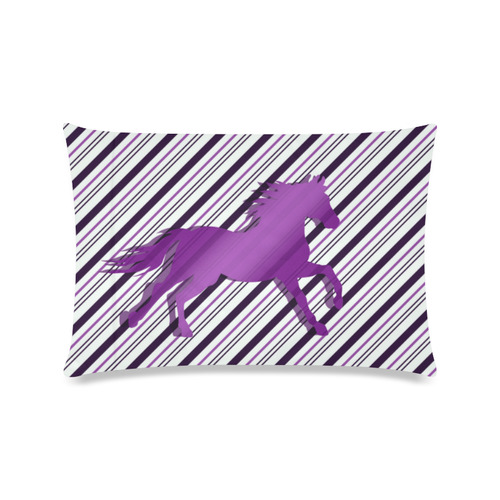 Running Horse on Stripes Custom Zippered Pillow Case 16"x24"(Twin Sides)