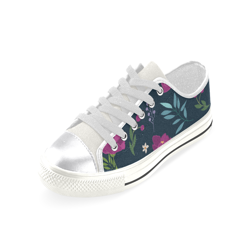 Preppy Pastel Floral Girly Pattern Canvas Women's Shoes/Large Size (Model 018)