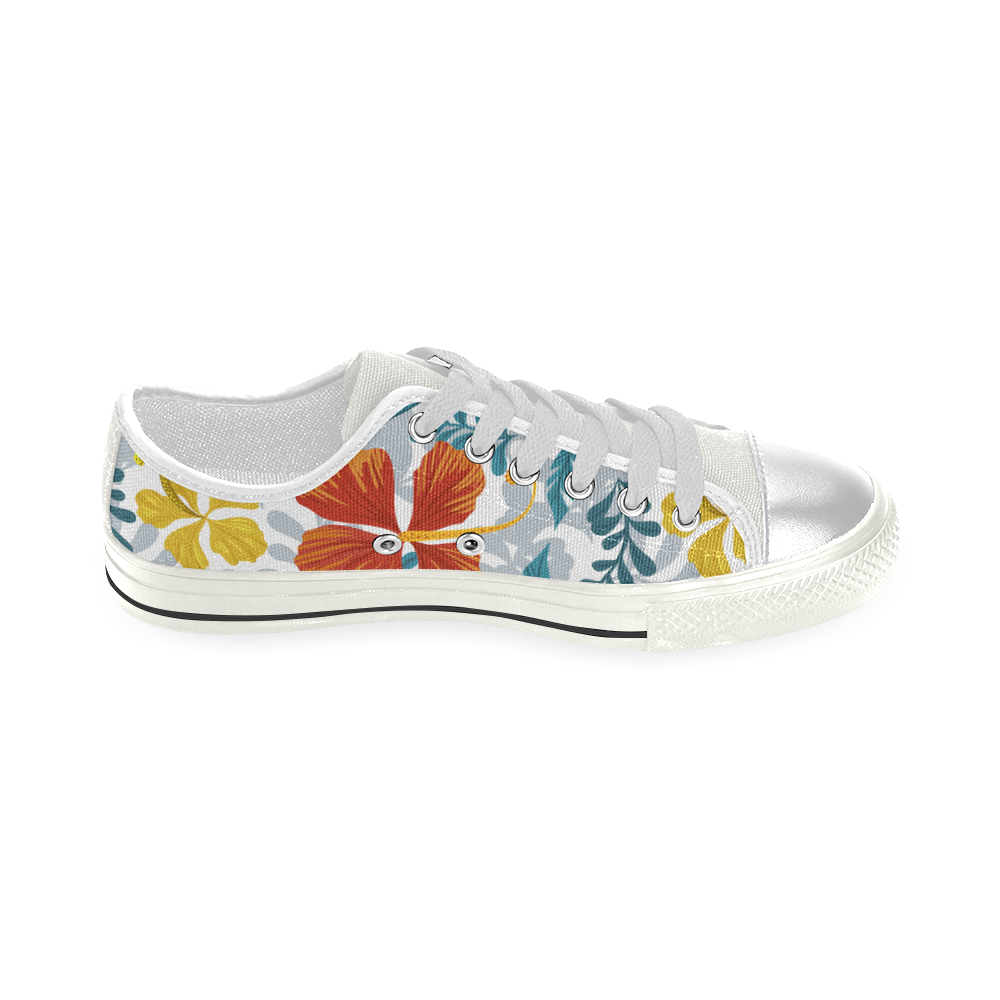 Decorative Floral Background Canvas Women's Shoes/Large Size (Model 018)