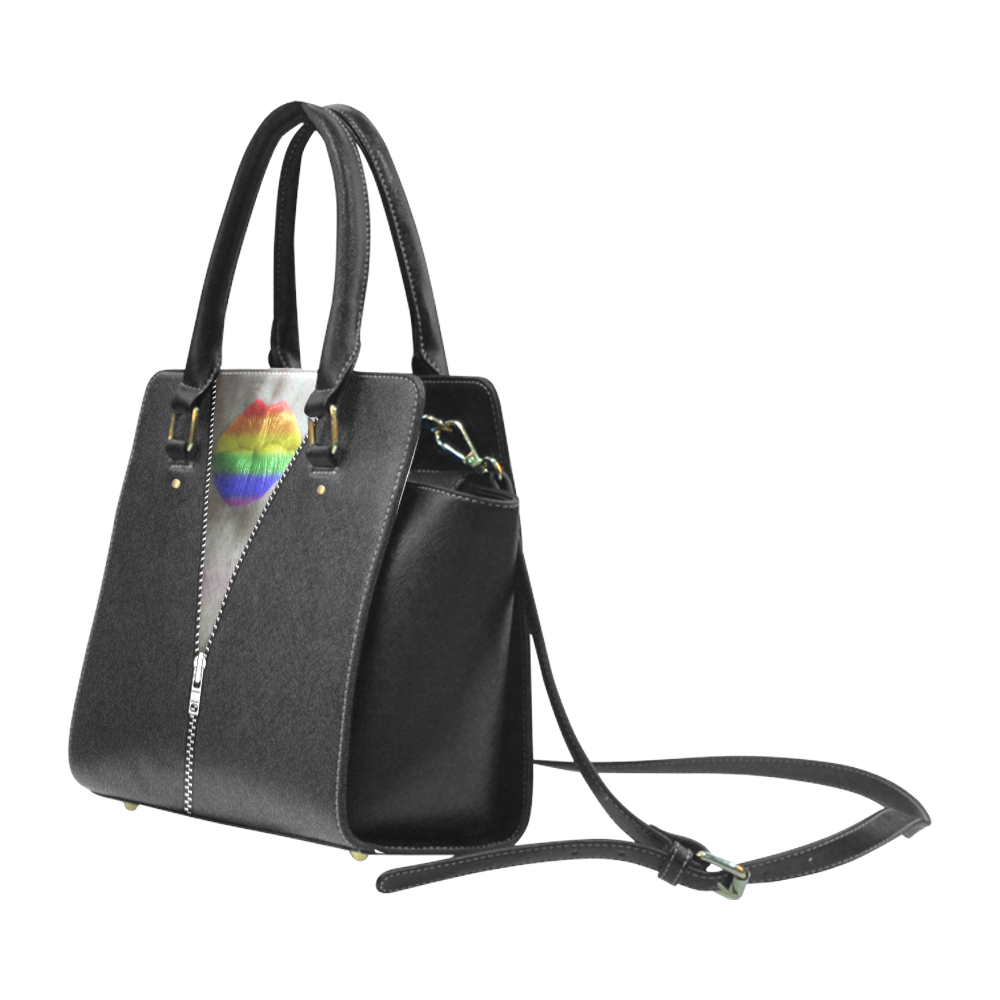 ZIPPER RAINBOW KISS LIPS Classic Shoulder Handbag (Model 1653)