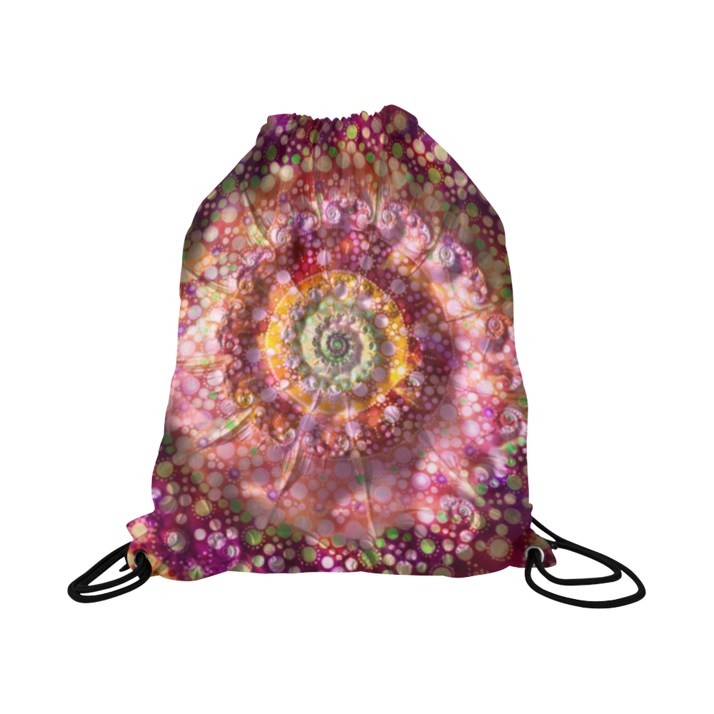 Magnificent Mandala Spiral Large Drawstring Bag Model 1604 (Twin Sides)  16.5"(W) * 19.3"(H)