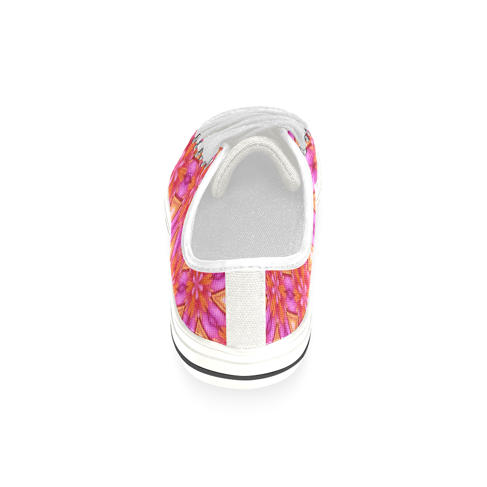 Pink and Orange Floral Pattern Canvas Women's Shoes/Large Size (Model 018)