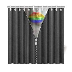 ZIPPER RAINBOW KISS LIPS Shower Curtain 72"x72"