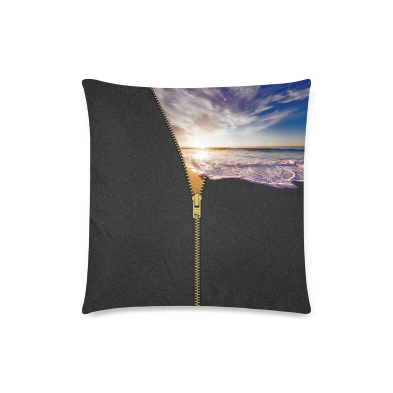 ZIPPER gold Sunset Beach Custom Zippered Pillow Case 18"x18"(Twin Sides)