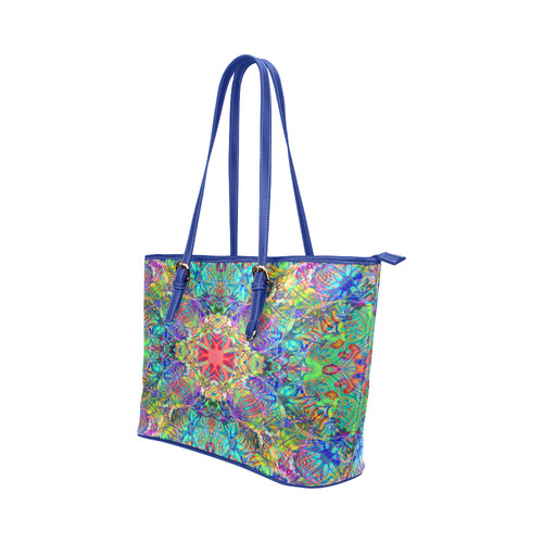 Ferns and Flowers by Sarah NZ Leather Tote Bag/Small (Model 1651)