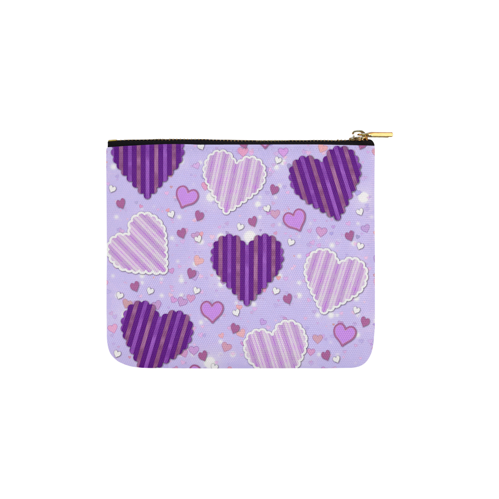 Purple Patchwork Hearts Carry-All Pouch 6''x5''