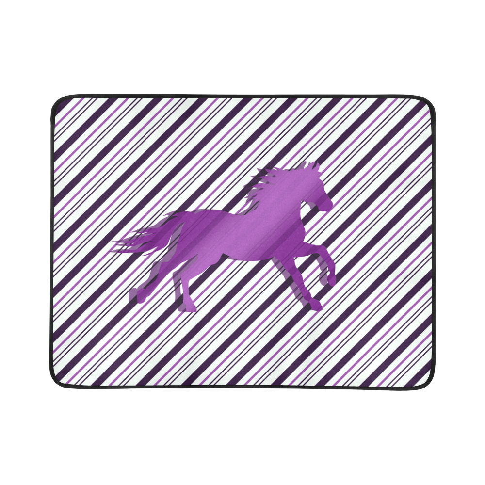 Running Horse on Stripes Beach Mat 78"x 60"