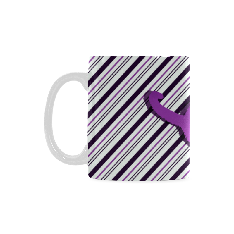 Cat stretch out on Stripes White Mug(11OZ)