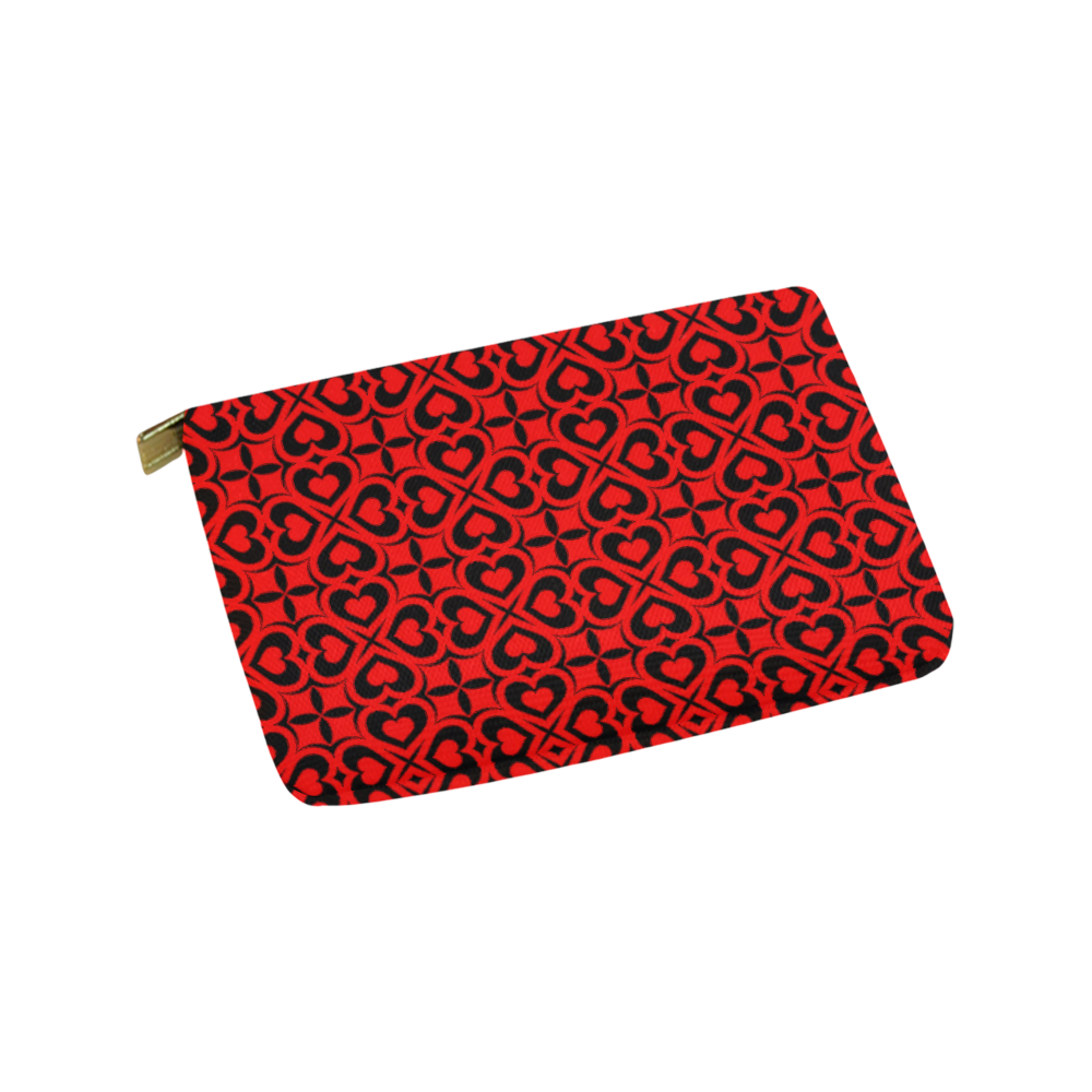 Red Black Heart Lattice Carry-All Pouch 9.5''x6''