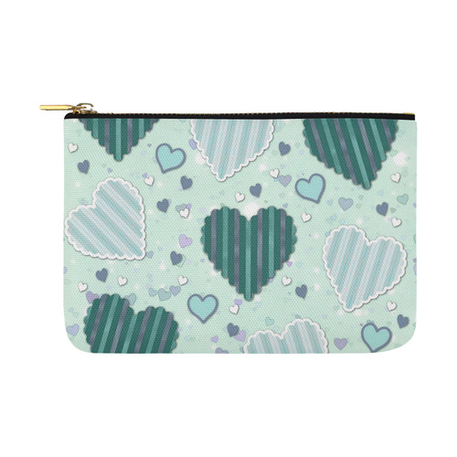 Mint Green Patchwork Hearts Carry-All Pouch 12.5''x8.5''