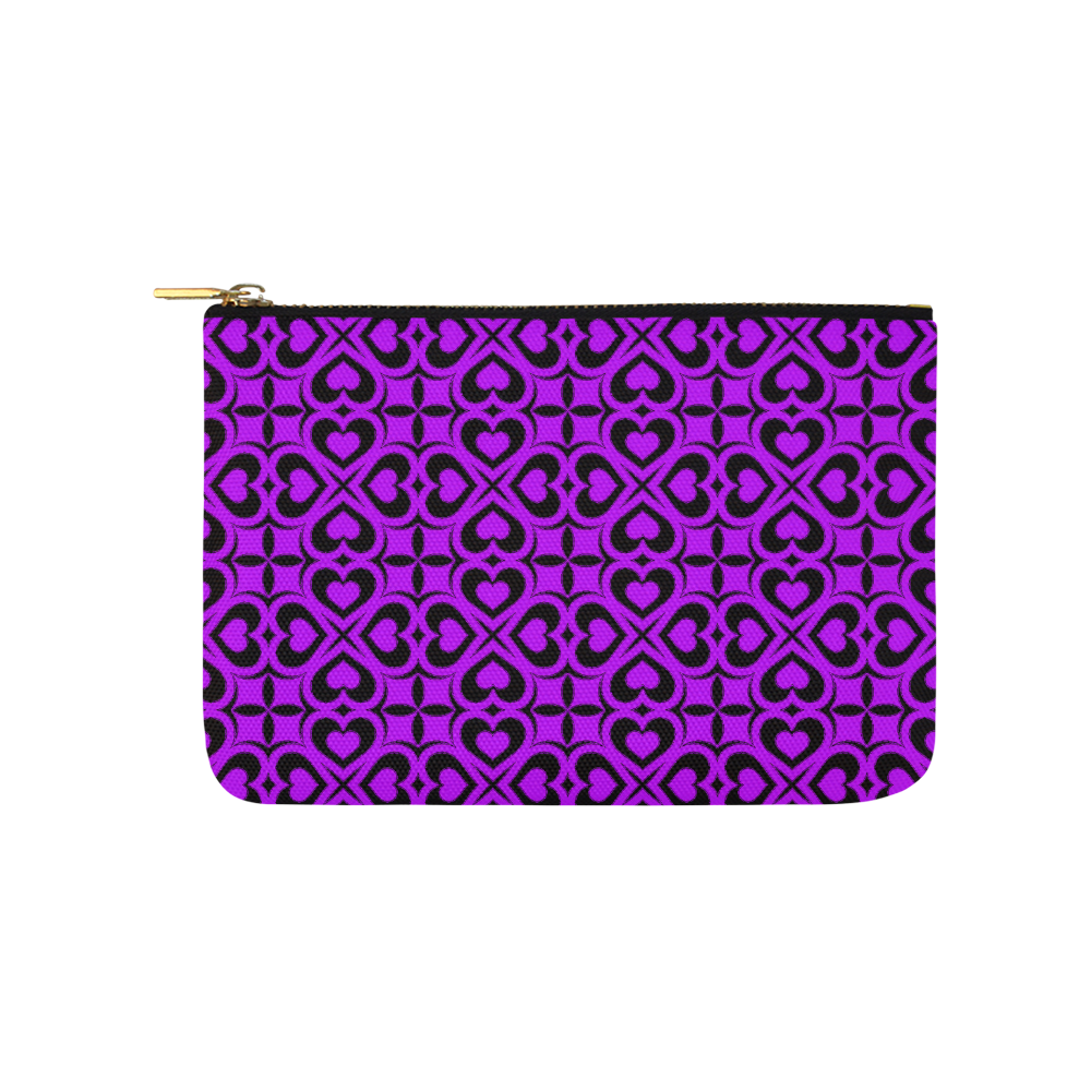 Purple Black Heart Lattice Carry-All Pouch 9.5''x6''