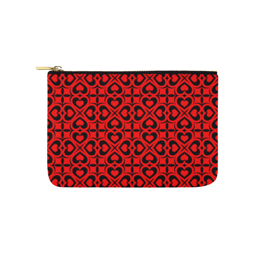 Red Black Heart Lattice Carry-All Pouch 9.5''x6''