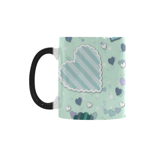 Mint Green Patchwork Hearts Custom Morphing Mug