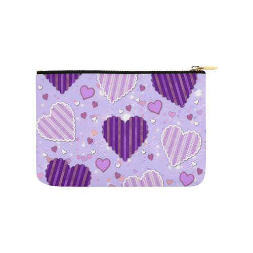 Purple Patchwork Hearts Carry-All Pouch 9.5''x6''