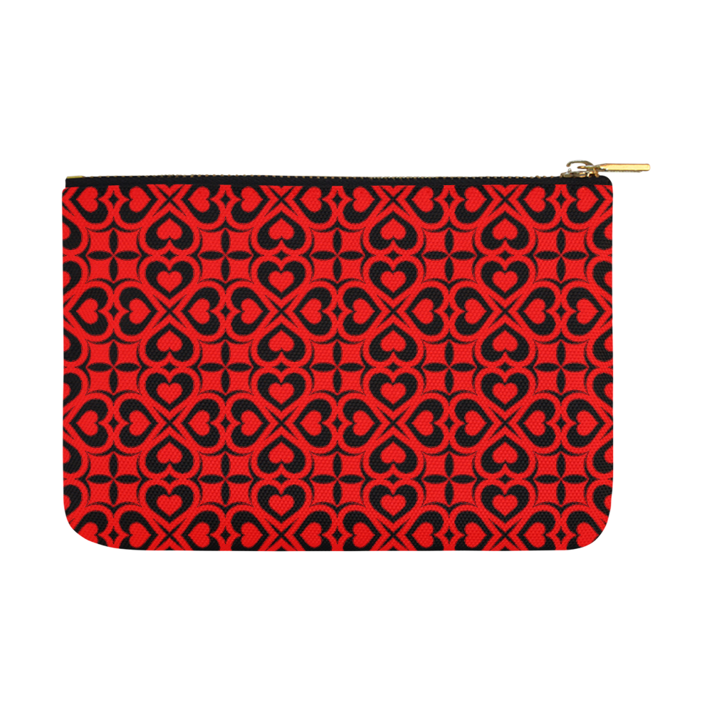 Red Black Heart Lattice Carry-All Pouch 12.5''x8.5''