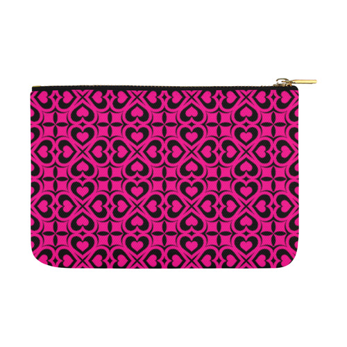 Pink Black Heart Lattice Carry-All Pouch 12.5''x8.5''