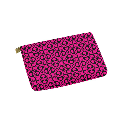 Pink Black Heart Lattice Carry-All Pouch 9.5''x6''