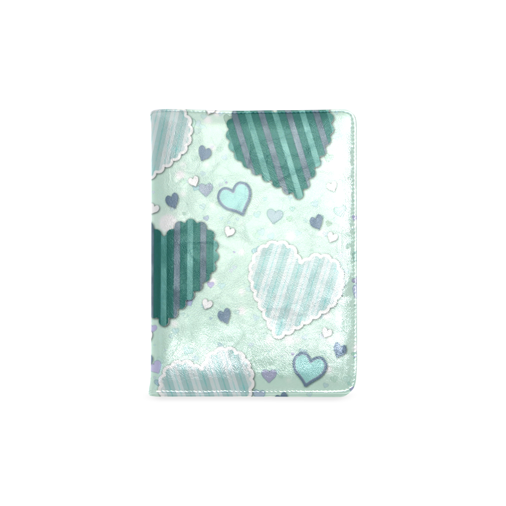 Mint Green Patchwork Hearts Custom NoteBook A5