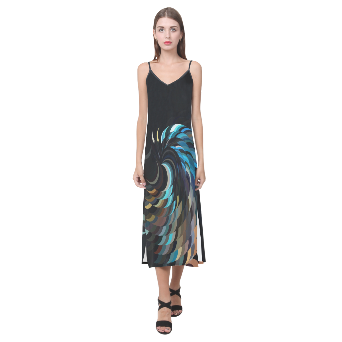 Spiralize by Artdream V-Neck Open Fork Long Dress(Model D18)