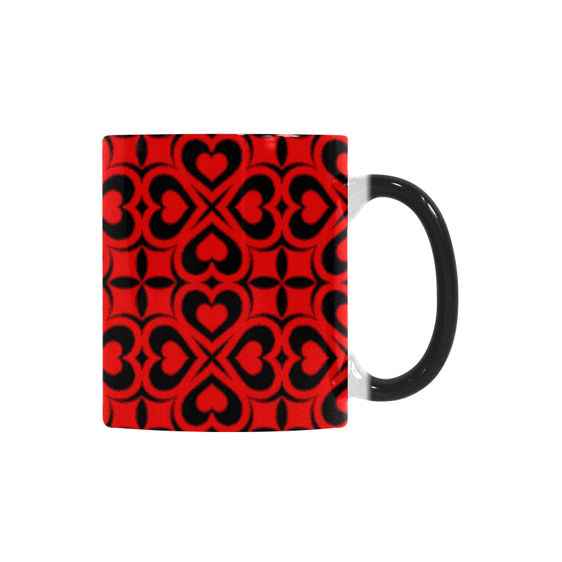 Red Black Heart Lattice Custom Morphing Mug