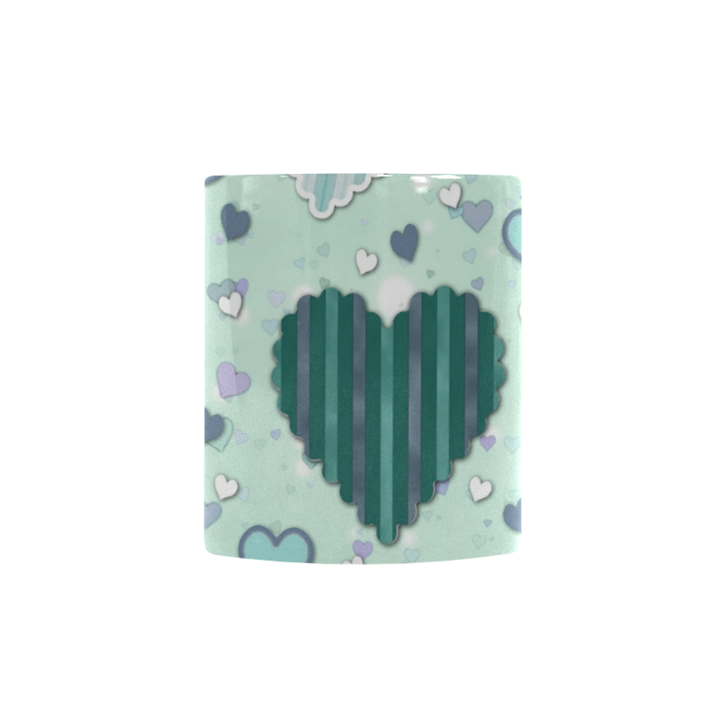 Mint Green Patchwork Hearts Custom Morphing Mug