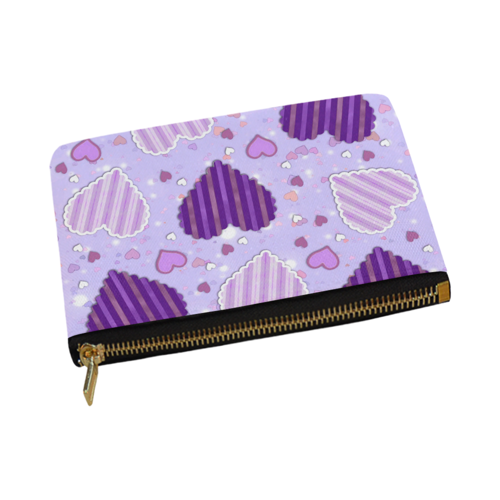 Purple Patchwork Hearts Carry-All Pouch 12.5''x8.5''