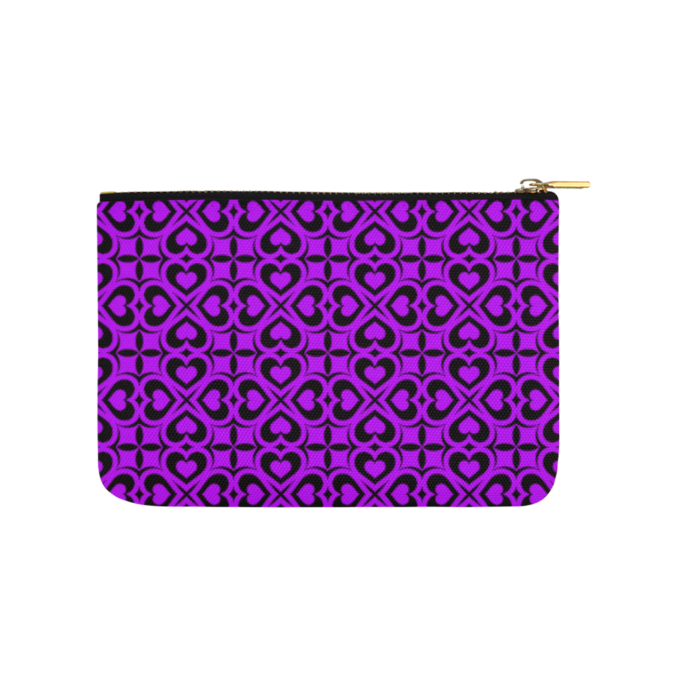 Purple Black Heart Lattice Carry-All Pouch 9.5''x6''