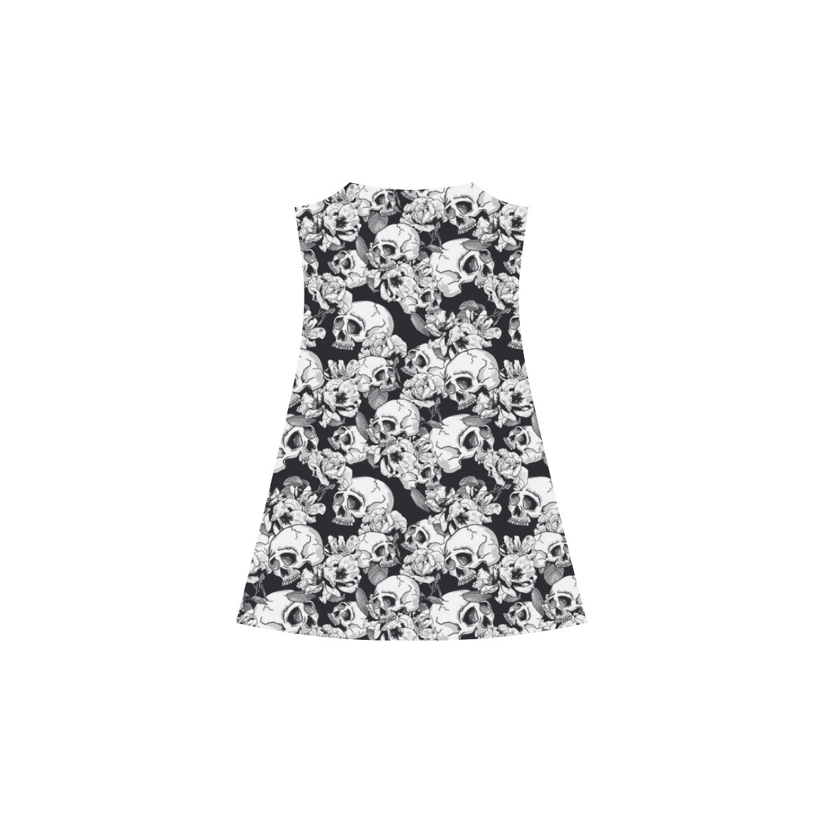 skull pattern, black and white Alcestis Slip Dress (Model D05)