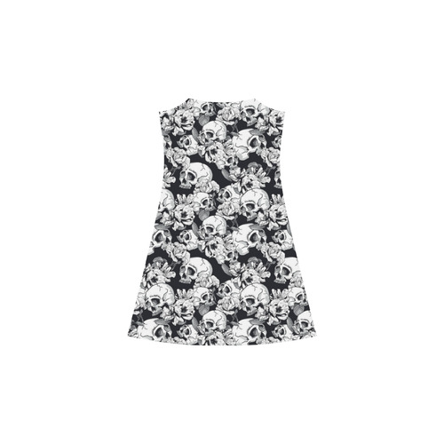 skull pattern, black and white Alcestis Slip Dress (Model D05)