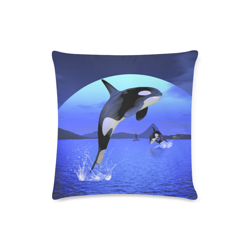 A Orca Whale Enjoy The Freedom Custom Zippered Pillow Case 16"x16" (one side)