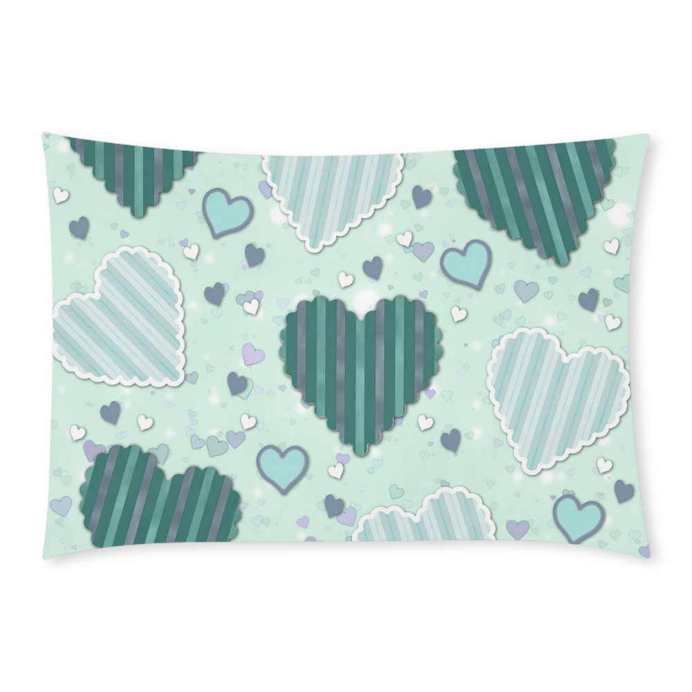 Mint Green Patchwork Hearts Custom Rectangle Pillow Case 20x30 (One Side)