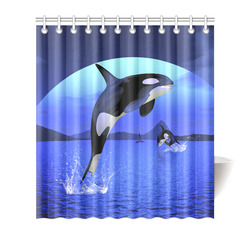A Orca Whale Enjoy The Freedom Shower Curtain 66"x72"