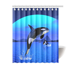 A Orca Whale Enjoy The Freedom Shower Curtain 60"x72"