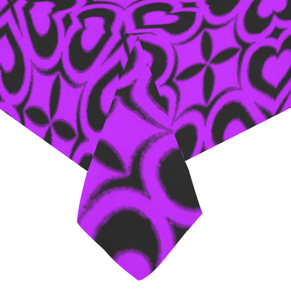Purple Black Heart Lattice Cotton Linen Tablecloth 60"x120"