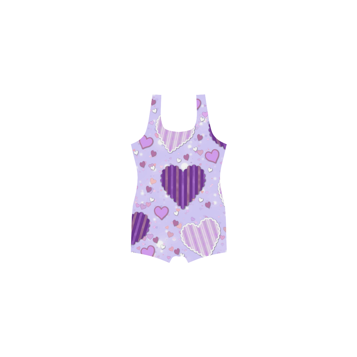 Purple Patchwork Hearts Classic One Piece Swimwear (Model S03)