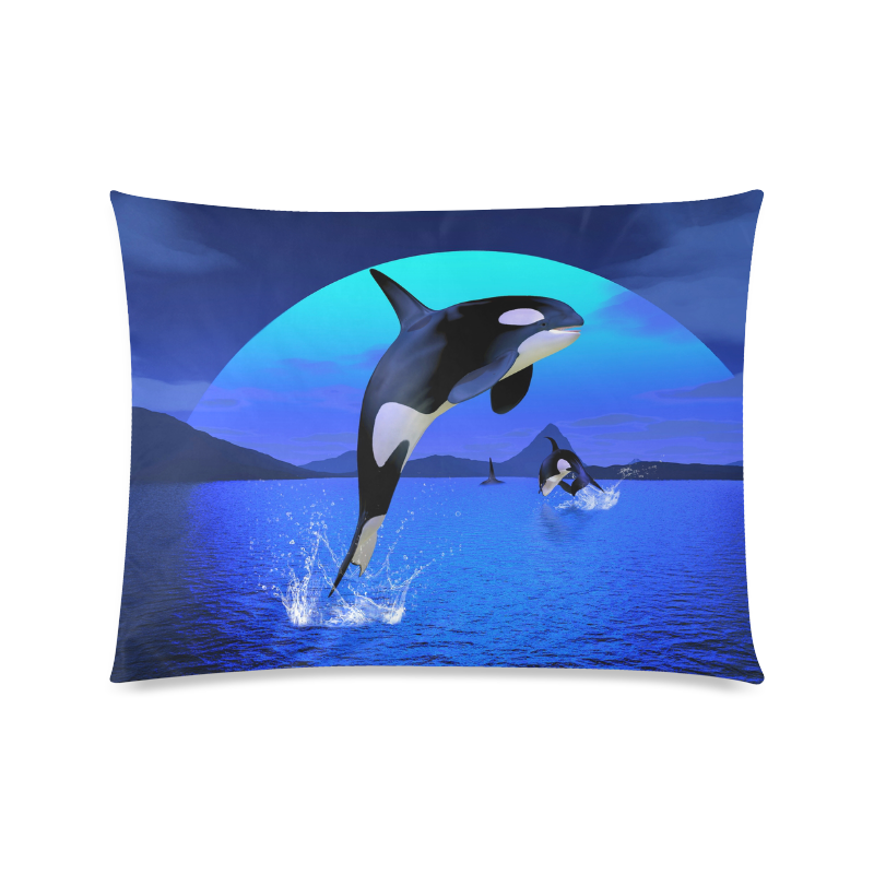 A Orca Whale Enjoy The Freedom Custom Zippered Pillow Case 20"x26"(Twin Sides)