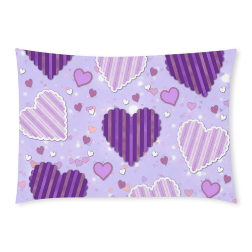 Purple Patchwork Hearts Custom Rectangle Pillow Case 20x30 (One Side)