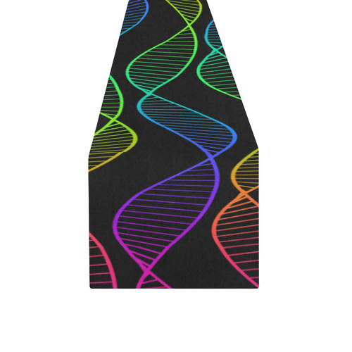 Curvy Rainbow Helix Black Table Runner 14x72 inch